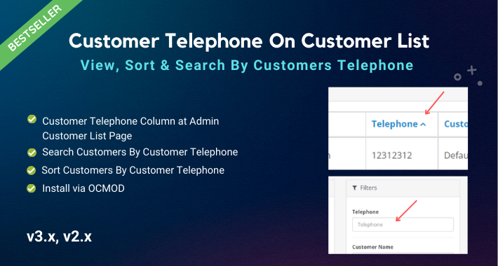 Customer Telephone On Customer List with Search Filter