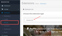 Admin Show Module Link at Left Menu