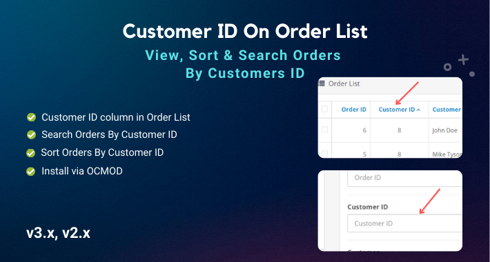 Customer ID on Orders List with Search Filter
