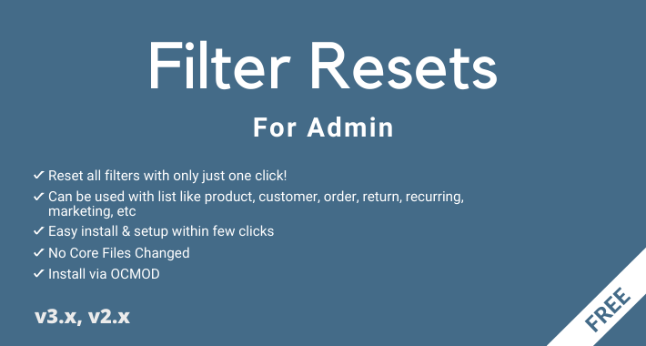 Admin Filter Resets - v3.x, v2.x